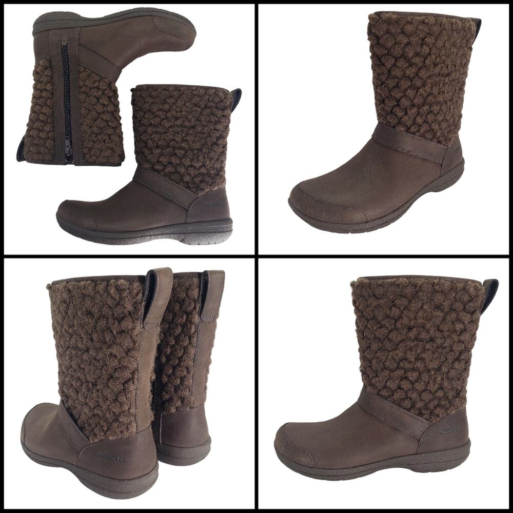 New Merrell Women's Encore Kassie Tall Wool Fashion BootS, Leather, Sz 5.5.DES